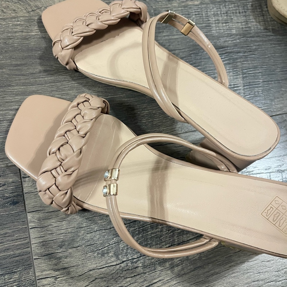 SHEIN Nude Braided Strap Heels